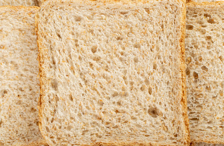 Whole Grain Healthy Sandwich Bread Texture Background Top View, Pattern of Brown Organic Cereal...