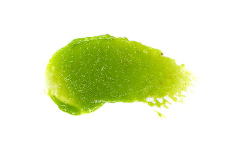 Wasabi Smear Isolated, Green Sushi Paste Texture, Wasabi Paste Smear on White Background with Copy Spaceの写真素材