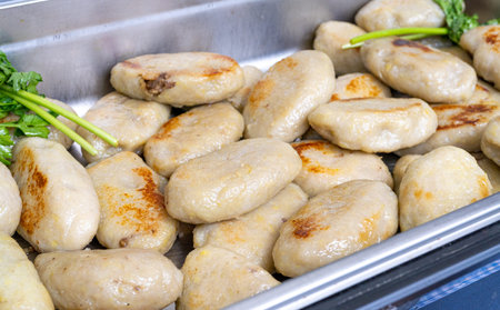 Big Potato Pancakes Kolduny, Draniki Stuffed Dumplings, Deruny, Kalduny Potato Latkes, Latkas Street...