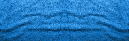 Blue Terry Bath Towel Texture Background, Cotton Wiper Pattern, Blank Terry Bath Towel Mockup with Copy Spaceの写真素材