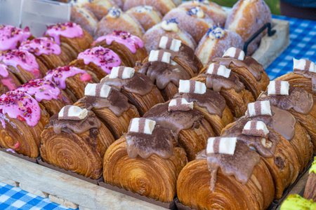 Snail Donuts, Color Donut Collection, Pistachio Croissants in Sunny Morning