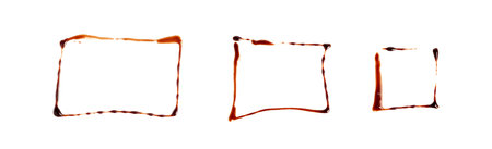 Chocolate Sauce Rectangular Frame Isolated, Choco Sauce Border, Cream Line, Melt Chocolate Drops,...
