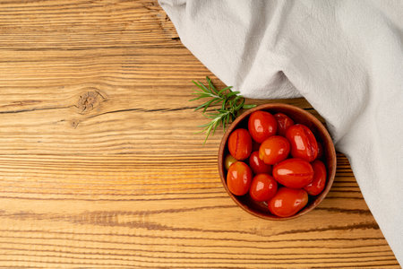 Pickled Cherry Tomatoes Isolated, Canned Small Tomato, Healthy Fermented Vegetables, Salted Marinated Food, Pickled Tomatoes on White Backgroundの写真素材