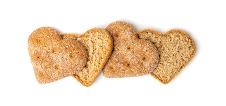 Oatmeal Bun in the Shape of a Heart Isolated, Gluten Free Flat Finnish Bread Roll, Heart Shape...