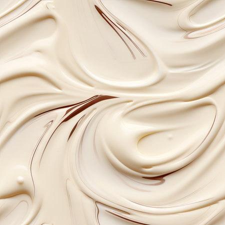 Melted White Chocolate Texture Background, Chocolate Sauce Pattern, Cocoa Hazelnut Cream, Textured Chocolate Mockup, Brown Creamy Banner with Copy Space for Text, Generative AI Illustrationの素材