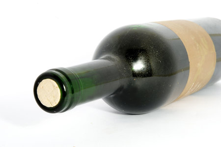 A bottle of fine wine with a focus onto the cork