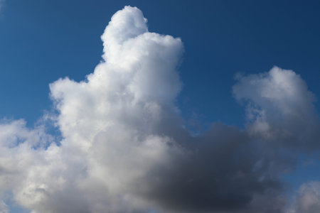 Blue sky and white clouds beautiful, nature create backgrounds and textures closeup design.