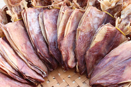 Dried squid for cooking at street food in Thailand. Close up.の写真素材