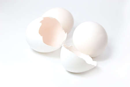 white eggs, cracked and wholeの写真素材