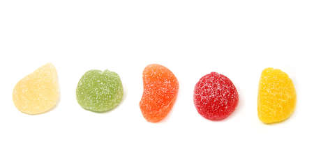 colorful marmalade candies on whiteの写真素材
