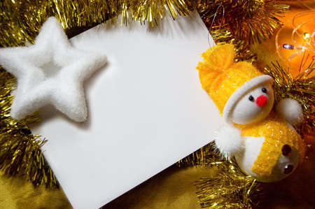 Christmas card with space and christmas ornamentの写真素材