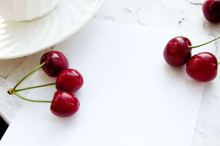 Cherry frame with copy spaceの写真素材