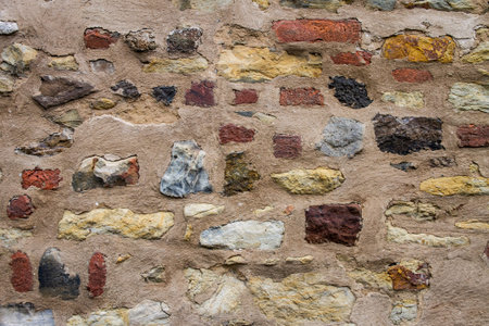 Medieval stone wall background pattern closeup