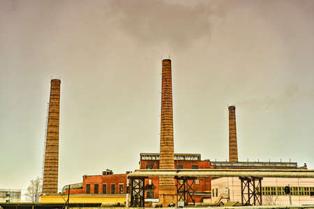Factory with brick pipesの写真素材