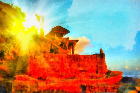 Digital watercolor colorful natural backgroundの写真素材