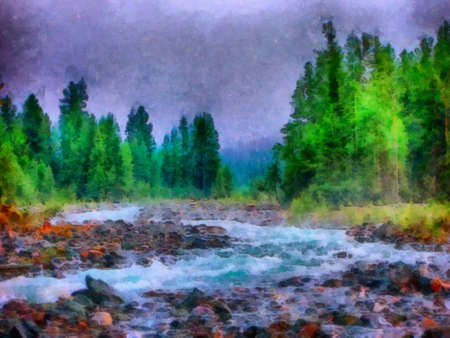Digital watercolor colorful natural backgroundの写真素材