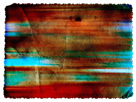 Pastel colored vintage textured card with carved edge isolated on whiteの写真素材