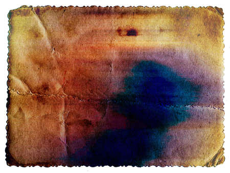 Pastel colored vintage textured card with carved edge isolated on whiteの写真素材