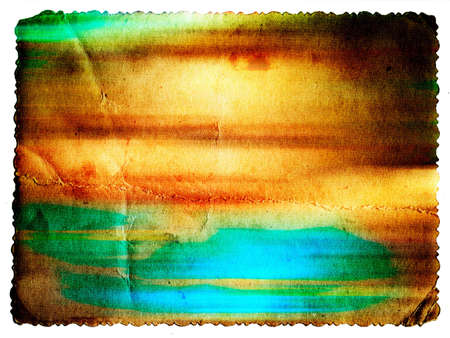 Pastel colored vintage textured card with carved edge isolated on whiteの写真素材