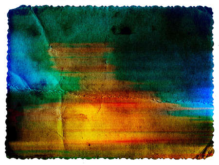 Pastel colored vintage textured card with carved edge isolated on whiteの写真素材