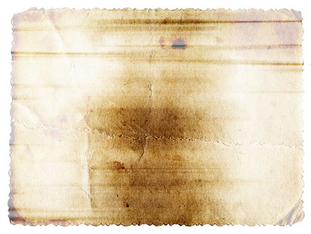 Pastel colored vintage textured card with carved edge isolated on white
