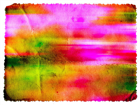 Pastel colored vintage textured card with carved edge isolated on whiteの写真素材