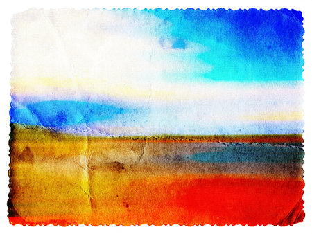 Pastel colored vintage textured card with carved edge isolated on whiteの写真素材