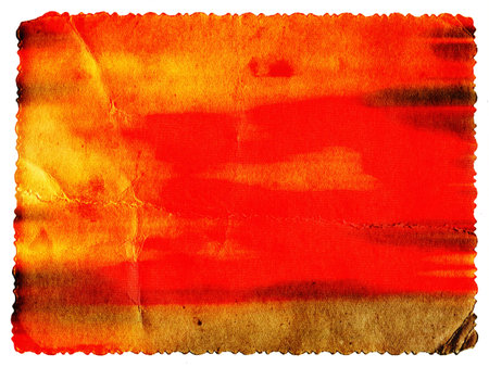 Pastel colored vintage textured card with carved edge isolated on whiteの写真素材