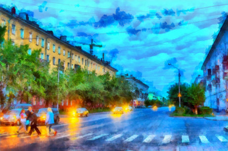 This image was created as digital imitation of watercolor paintingの写真素材