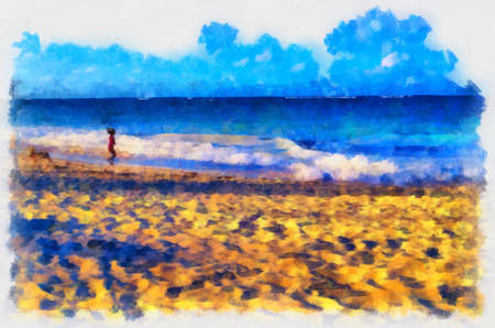 This image was created as digital imitation of watercolor paintingの写真素材