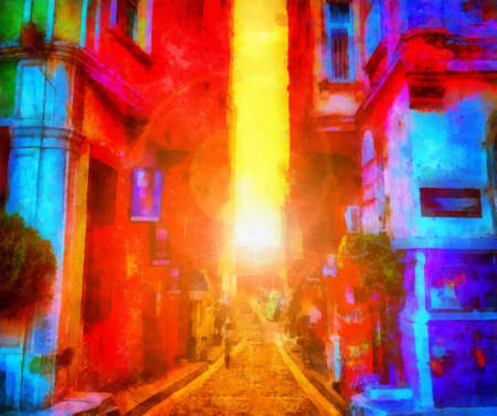 This image was created as digital imitation of painting on textured canvasの写真素材