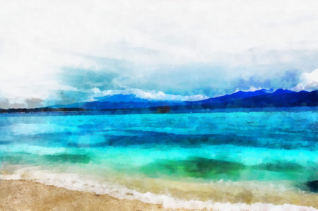 This image was created as digital imitation of watercolor painting on textured canvasの写真素材