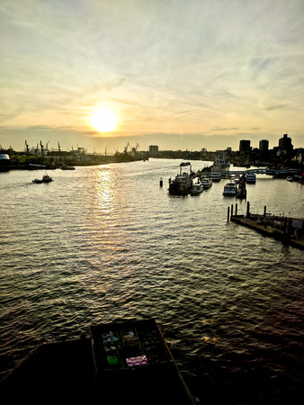 Elbphilharmonie at sunset in springの写真素材