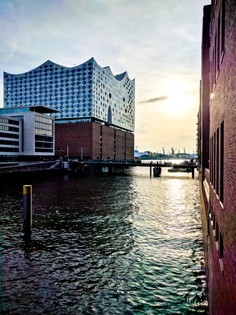 Elbphilharmonie at sunset in springのeditorial素材
