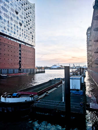 Elbphilharmonie at sunset in springのeditorial素材