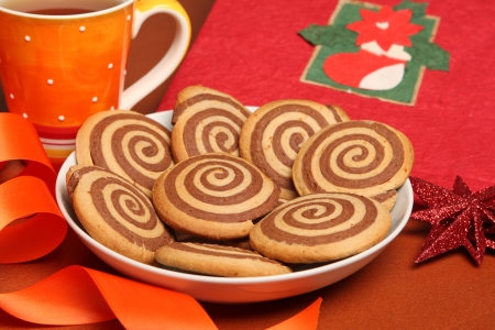Black and white Christmas cookiesの写真素材