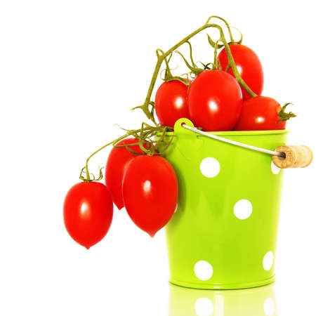  tomatoes in the bucketの写真素材