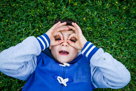 have fun on the lawnの写真素材