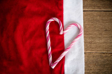 Santa's hat and candy canesの写真素材