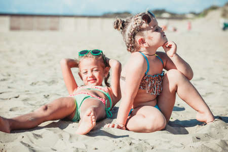 Friends at the beachの写真素材