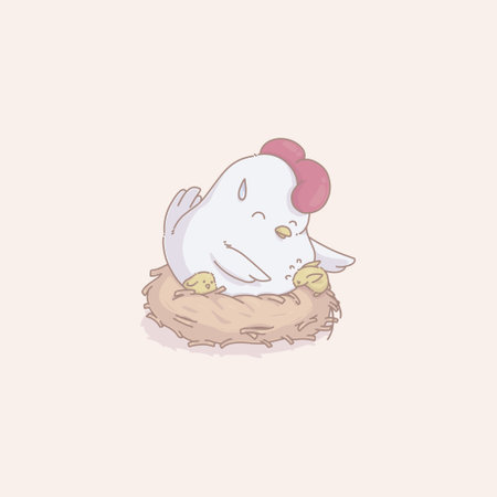 Vector Illustration of Chick having Difficulty Climbing Back into the Nest Suitable for mother day concept, farm concept design, education, design for kids product, sticker, decoraのイラスト素材