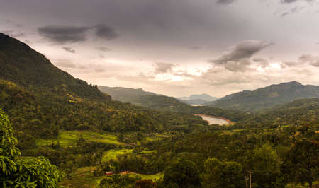Valley Ramboda in Sri Lanka, with the view of Kotmale Reservoir.の写真素材