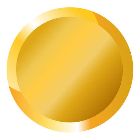 Blank gold coin on white background. Vector shiny round blank template for medals, buttons, gold labels, game iconsのイラスト素材