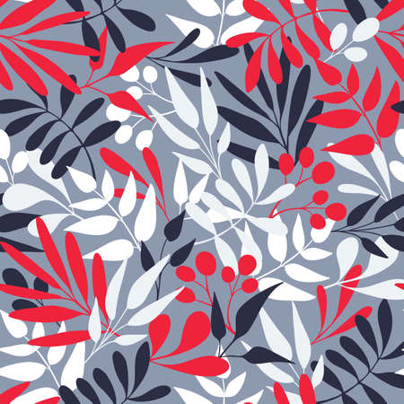 Trendy vector pattern in tropical style. Seamless botanical print with palm leaves for textile, print, fabric. Summer background. Jungle illustrationのイラスト素材