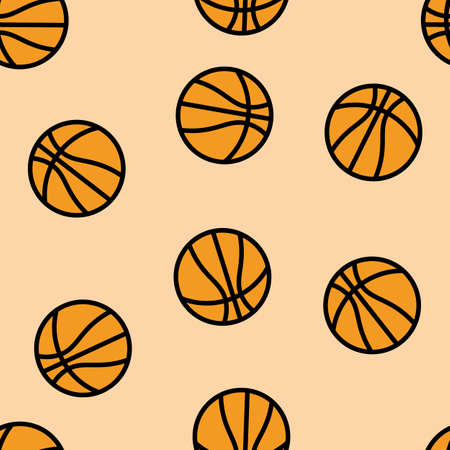 Basketball seamless pattern background. Outline design for fabric, print, cover, banner and invitation. Vector flat illustrationのイラスト素材