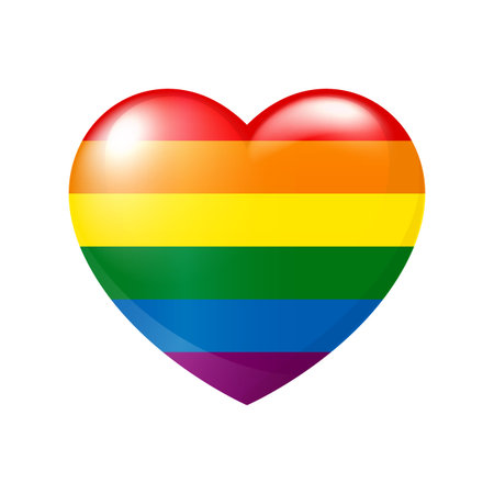 Heart icon with rainbow flag. Lgbtq rainbow heart. Pride Transgender, gay and lesbian community symbol. Love freedom. Vector illustration EPS10のイラスト素材