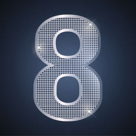 Vector silver number eight. Shining number 8 for Eighth year birthday or anniversary celebration. Luxury design for poster, banner, birthday, new year card. EPS10のイラスト素材