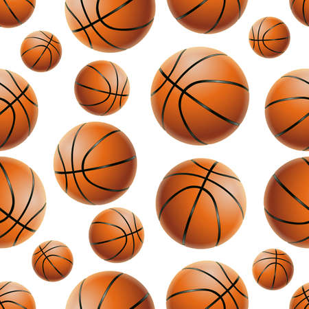 Basketball balls seamless pattern background for banner, poster. Realistic 3d vector illustrationのイラスト素材