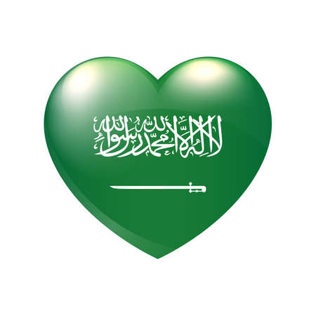Saudi Arabia flag in heart. Vector emblem icon. Country love symbol. Isolated illustration eps10のイラスト素材