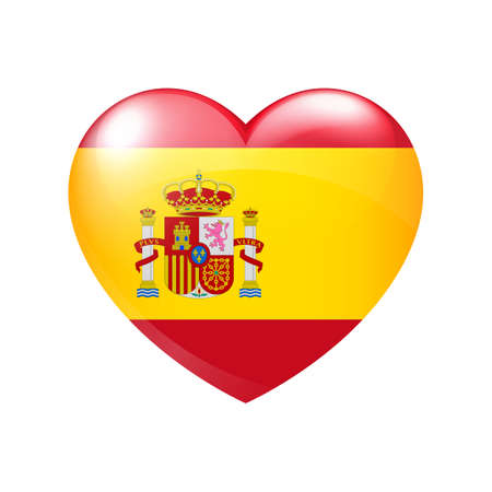 Flag of Spain in heart. Spanish emblem icon vector. Country love symbol. Isolated illustration eps10のイラスト素材